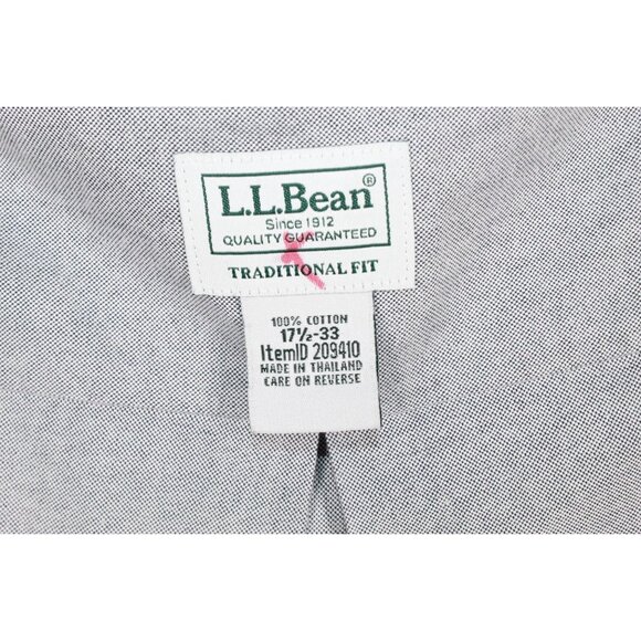 LL Bean Wrinkle Free Classic Oxford Shirt Traditional Fit Gray 17 1/2- 33 - Picture 4 of 11